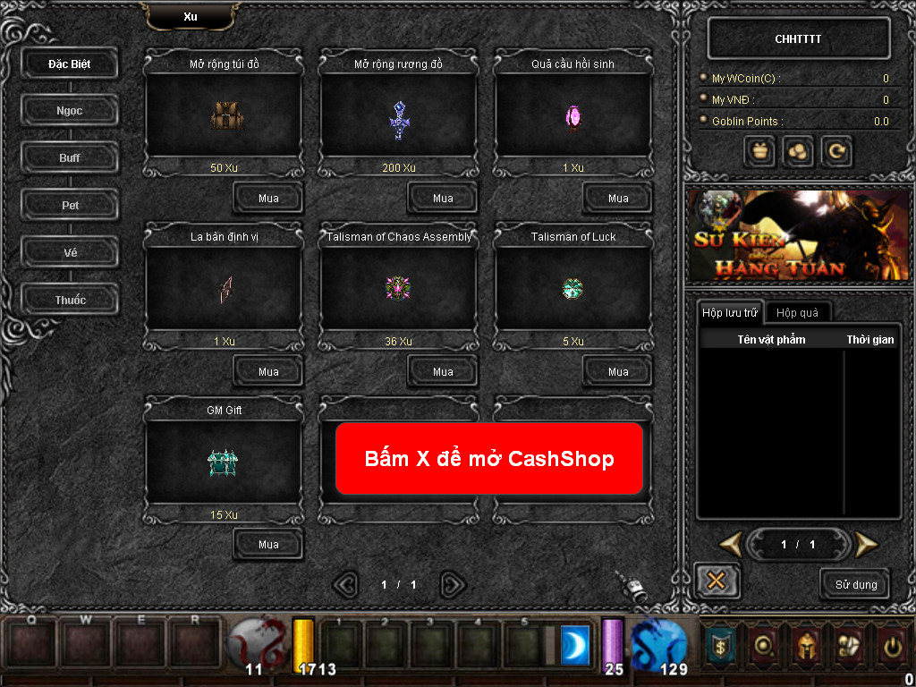 Chức năng chính của Game MU Sơn Hà